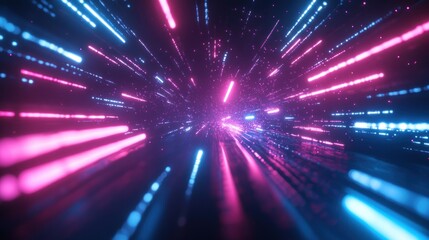 Obraz premium Abstract Neon Lights in a Tunnel