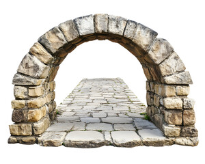 Ancient Stone Bridge Extending into Distance, Timeless Structure, Transparent PNG,  clipping path