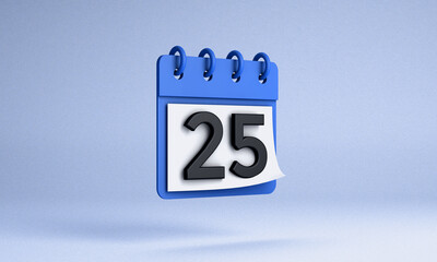 Calendar icon in blue color isolated. 3D illustration