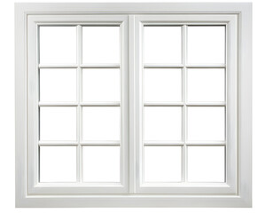 Classic white window frame with clean lines, Transparent PNG,  clipping path