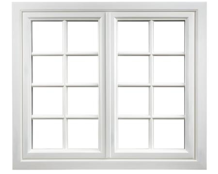 Classic white window frame with clean lines, Transparent PNG,  clipping path