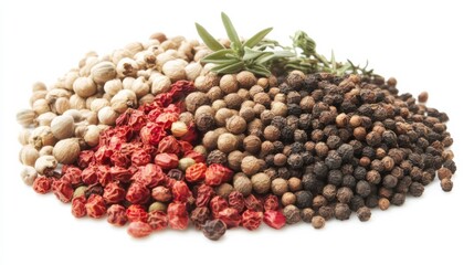 Fototapeta premium Colorful Herbs and Spices on White Background