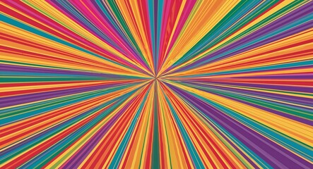 A symphony of bright colors and retro patterns in a thrilling, rainbow explosion