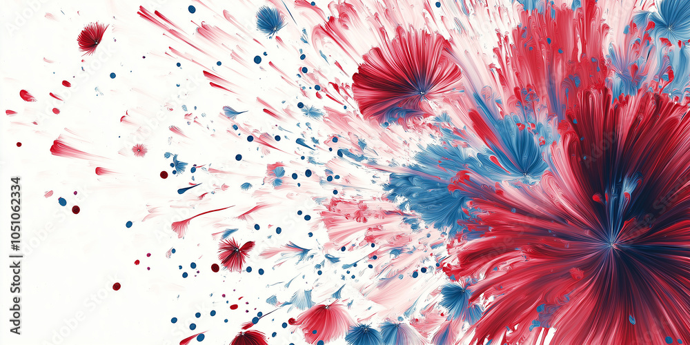 Aufkleber Red and blue paint exploding creating an abstract flower