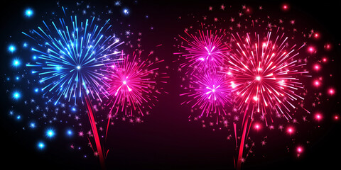 Fototapeta premium Colorful fireworks exploding in night sky creating festive atmosphere