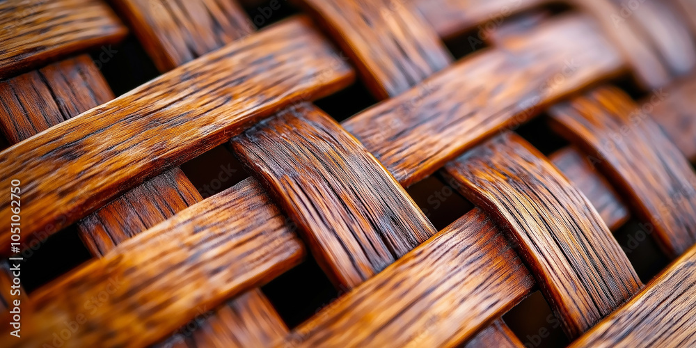 Poster interlaced wood strips creating beautiful pattern on basket surface