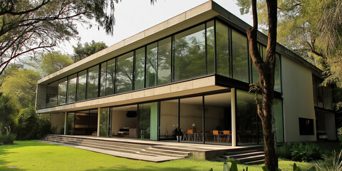 Modern house surrounded by trees embracing nature and luxury living