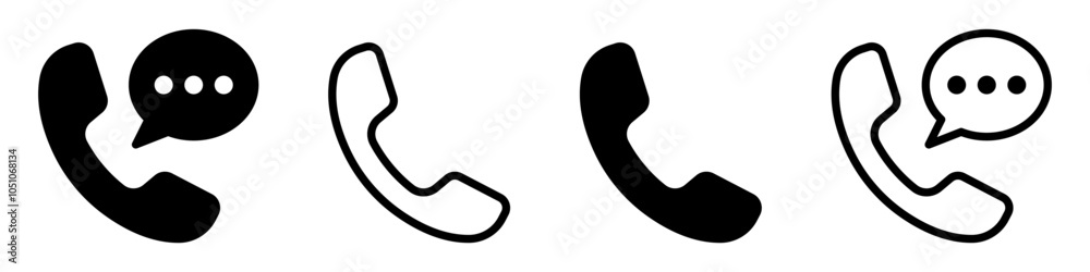Poster Call phone icon set, Telephone sign with talk speech bubble icon, Web Contact us line icons collection. web vector icon