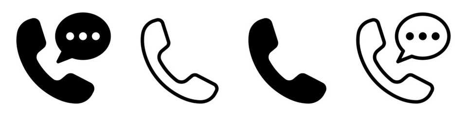 Call phone icon set, Telephone sign with talk speech bubble icon, Web Contact us line icons collection. web vector icon