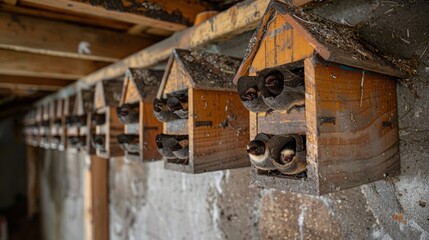 Bat Houses with Bats Inside  Wildlife Conservation  Nature Protection