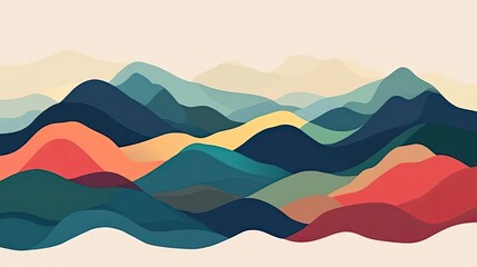 Abstract Landscape with Wavy, Overlapping Layers of Color