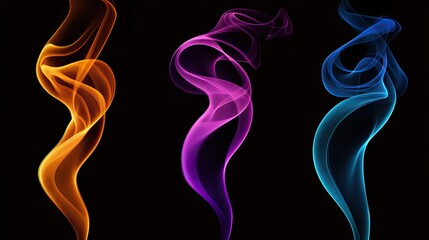 Obraz premium Abstract colorful smoke swirls on black background
