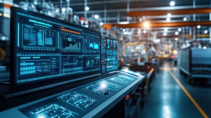 Obraz premium A computer monitor displays a number of screens with various data and graphs