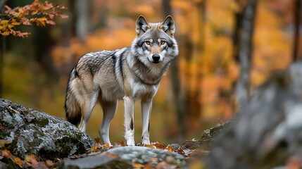 Obraz premium Wolf in the Autumn Forest