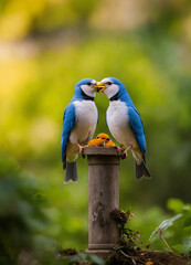 Obraz premium Love birds blu color 