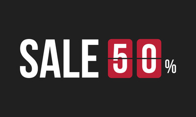 sale 50%, vector advertising banner or season discount poster