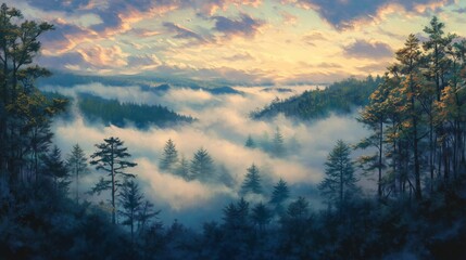 Obraz premium Mountain sunrise and sunset scene with clouds and colorful sky