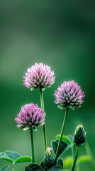 Fototapeta premium Pink clover flowers bloom in a field