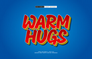warm hugs editable text effect with a kids and fun text style