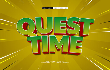 quest time editable text effect with a game and play text style
