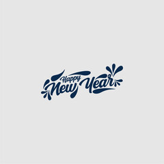 Elegant Happy New Year Design with Calligraphy and Flourishes