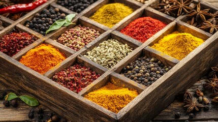 Fototapeta premium Rustic Spice Rack with High Contrast Details