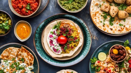 Vibrant Mezze and Platters with Artistic Arrangement