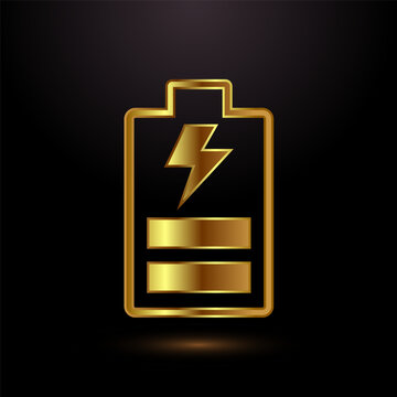 recommend clip art: Power, Battery Icon Design Illustration, Battery icon in luxurious gold finish