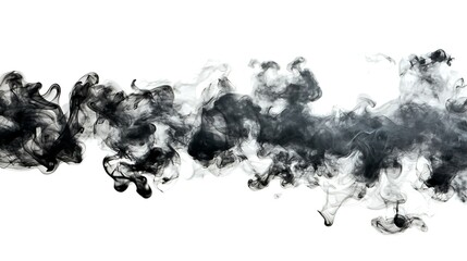 Obraz premium Isolated Black Smoke on White Background