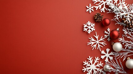 Fototapeta premium Festive Christmas Card with Snowflake Border Design
