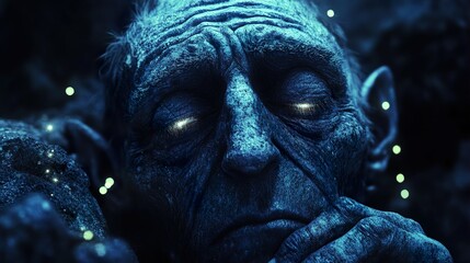 Obraz premium Glowing Eyes in the Dark: A Mystical Portrait