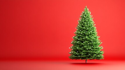 Christmas tree on red background
