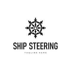 simple marine vehicle ship steering logo design illustration ship steering wheel for product branding template icon