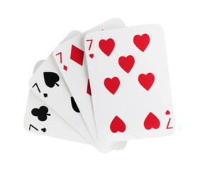 Poker game. Playing cards isolated on white
