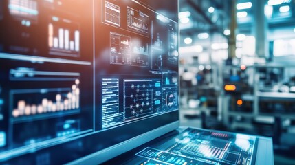 A computer monitor displays a number of graphs and charts