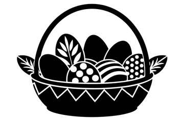 Easter Basket black silhouette vector illustration