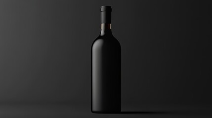 Dramatic contrast, a solitary wine bottle against deep black background 