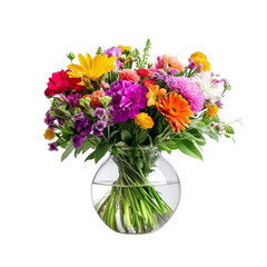 Colorful Flower Bouquet in a Glass Vase.