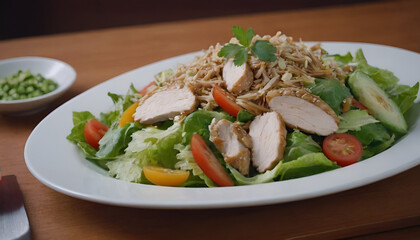 chinese chicken salad on a plate