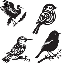 Solid icon set bird Royalty Free Vector Image