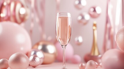 Sparkling celebration, pink and gold champagne flute sets the stage for a glamorous event