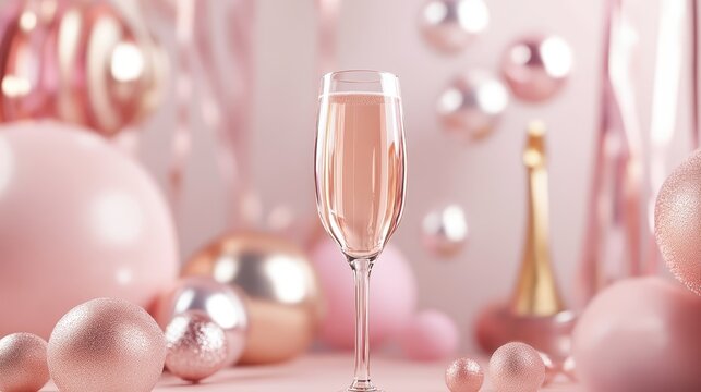 Sparkling celebration, pink and gold champagne flute sets the stage for a glamorous event