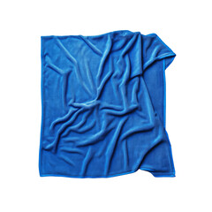 Blue Fleece Blanket Isolated on Green Background.