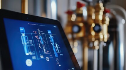 A computer screen shows a diagram of a complex system