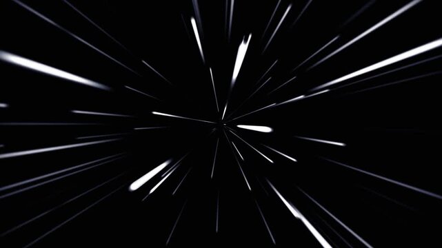 Abstract comic light zoom speed lines moving animation on black background