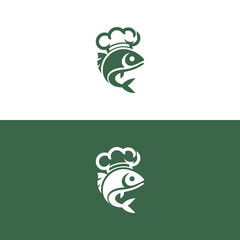 fish chef restaurant business logo vector illustration template design