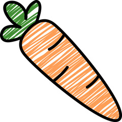 Hand-drawn carrot doodle childish style illustration