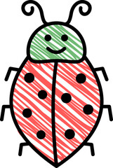 Hand-drawn ladybug doodle childish style illustration