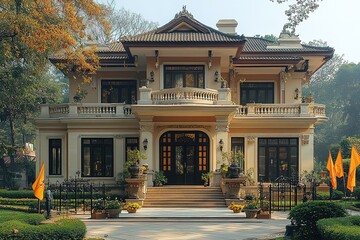 Obraz premium Grand Estate Home with Balcony