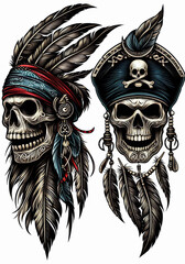 Fototapeta premium TRIBAL TATOO トライバル タトゥ 刺青ドクロ 